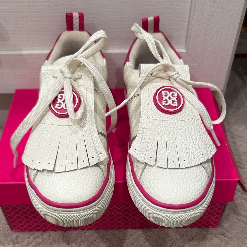 G/FORE White and Pink women’s golf shoes